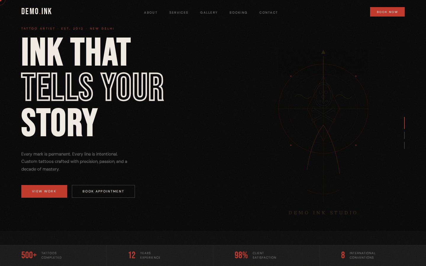 Tattoo Artist Studio — website template preview by Nr Techworks